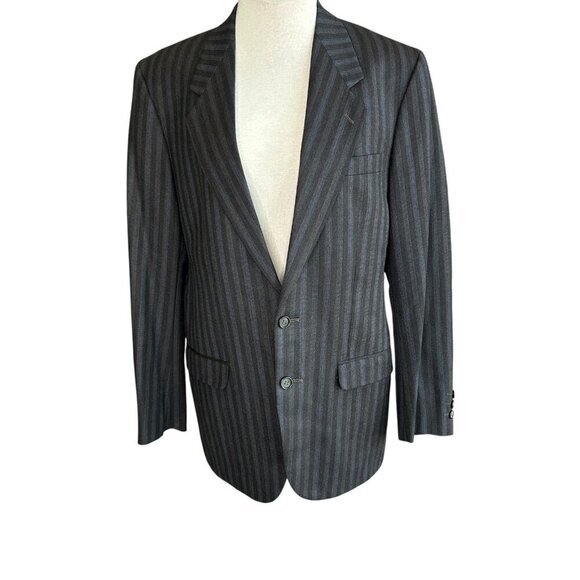 Ted Lapidus Gray Blue Striped Sport Coat Blazer Made in France Size 38R - Picture 2 of 10